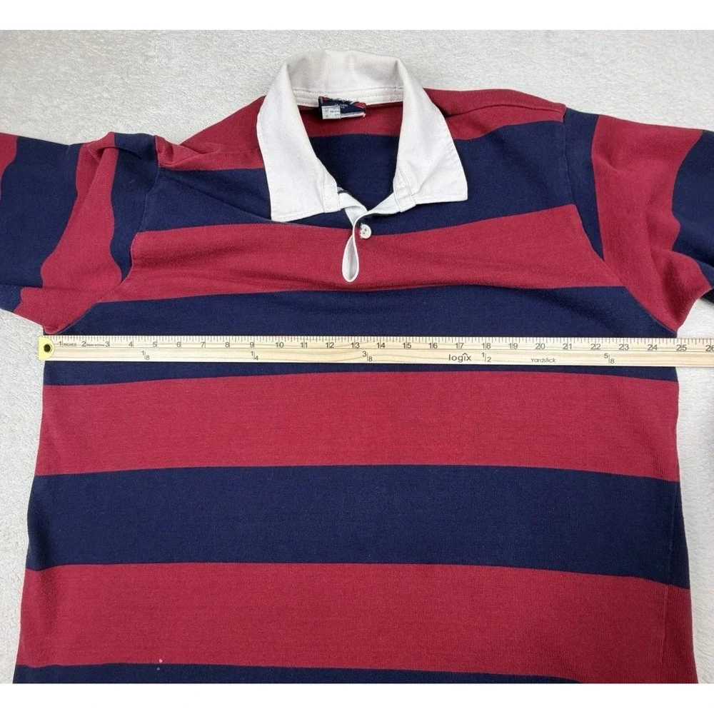 Vintage Canterbury Of New Zealand Rugby Jersey Red Navy Striped Long Sleeve-READ